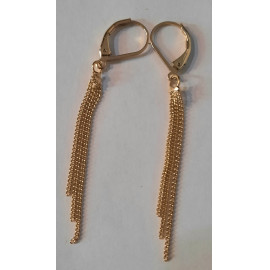 18K arany színű 3 sor lánccal logós fülbevaló 5.5 cm 