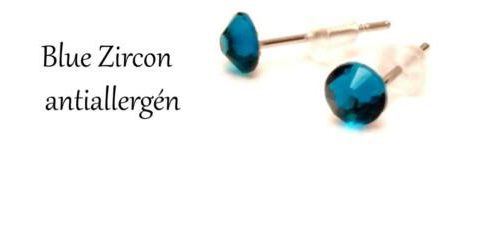 Kristály csiszolású 3mm rozsdamentes antiallergén bedugós BLUE ZIRCO fülbevaló 