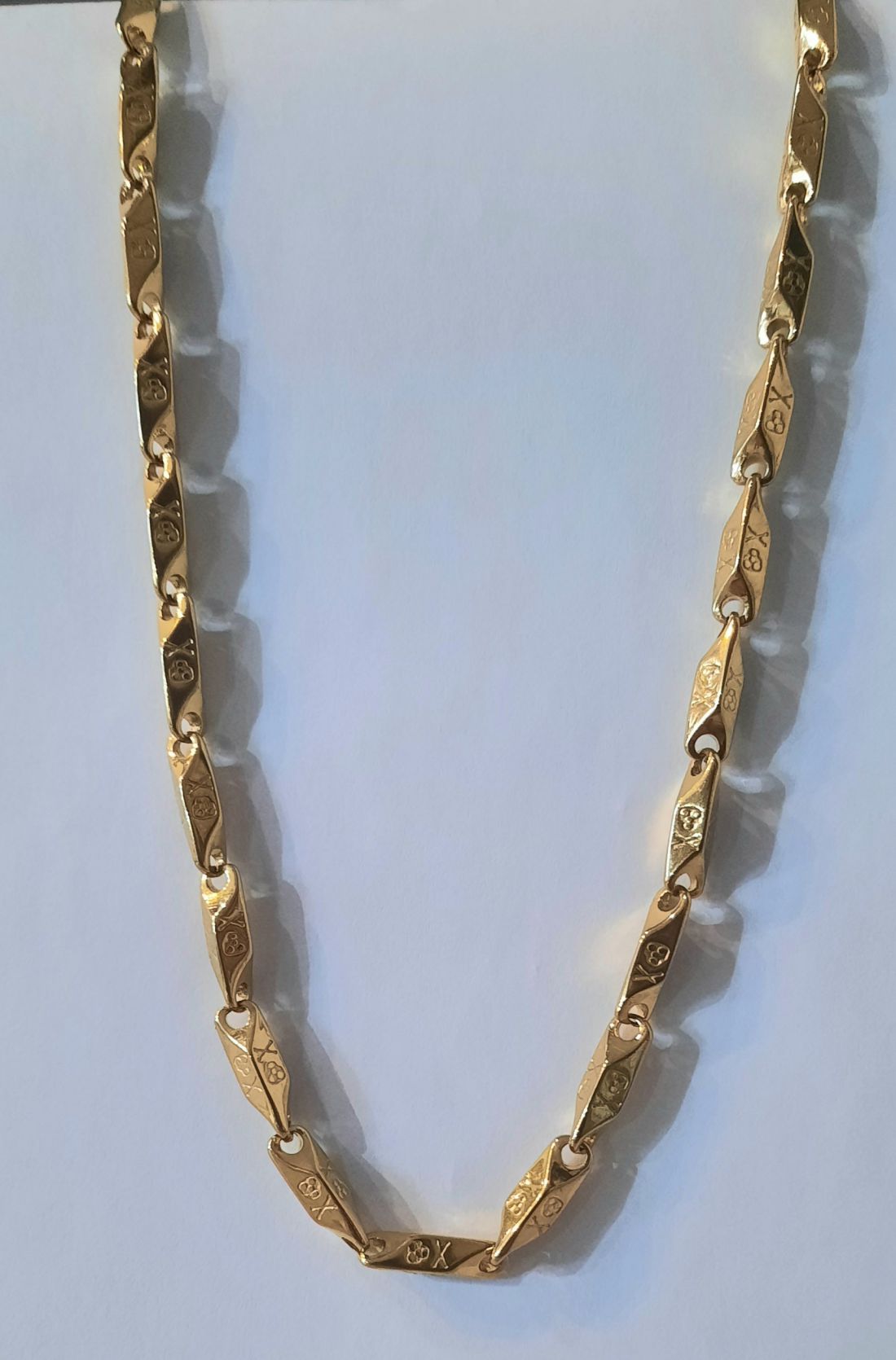 Aranyszínű nyomot koponyamintás férfi nemesacél nyaklánc 55cm